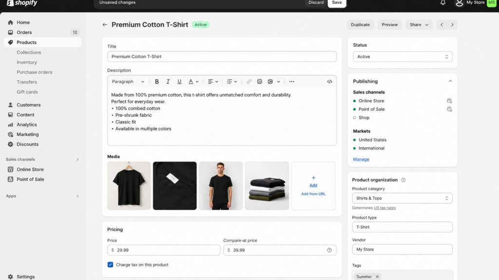 Shopify products details optimization