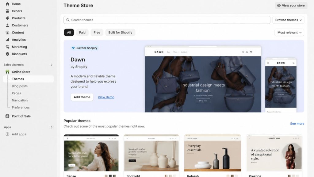 Shopify theme setup